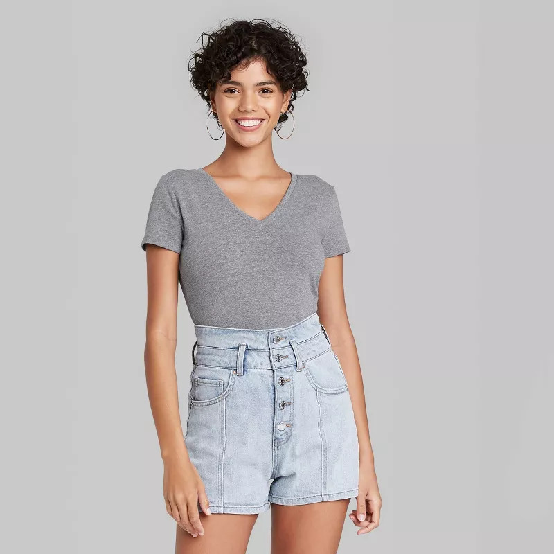 Women's Short Sleeve V-Neck Cropped T-Shirt - Wild Fable™ | Target