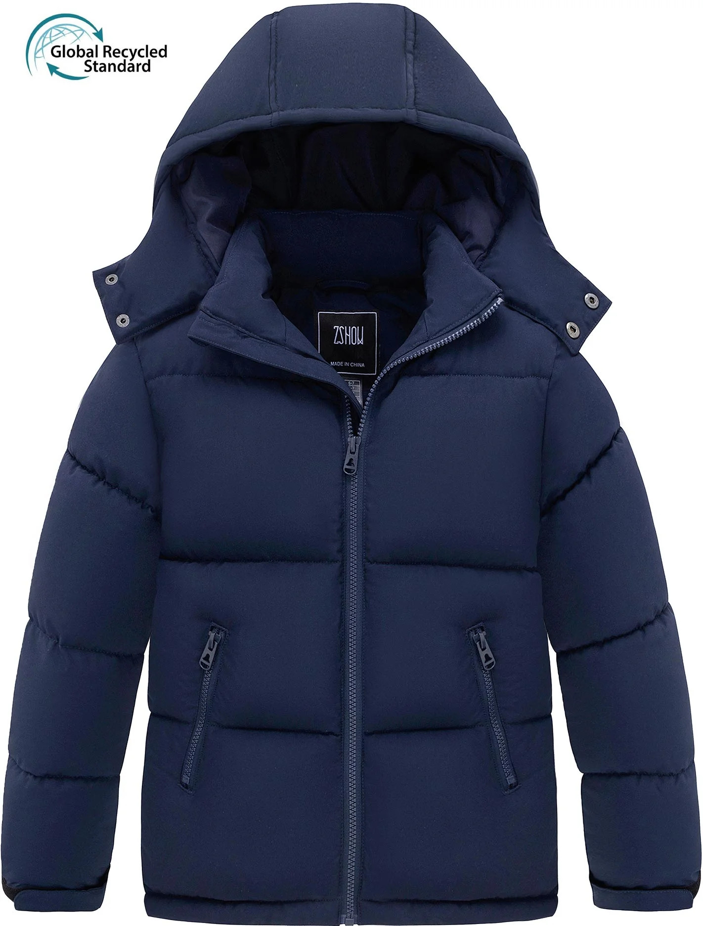 ZSHOW Boys' Recycled Winter Coat Thicken Padded Winter Jacket Winter Bubble Coat with Removable H... | Walmart (US)