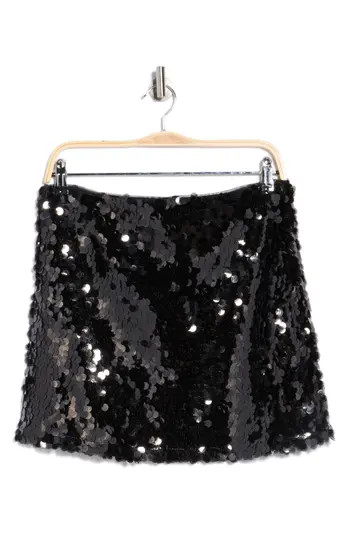 WAYF Sequin Miniskirt in Black at Nordstrom Rack, Size X-Large | Nordstrom Rack