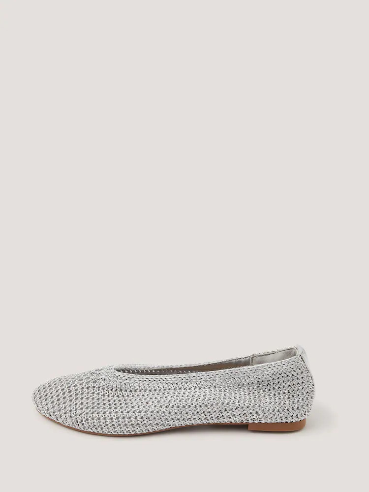 Buy Monsoon Silver Alma Knitted Ballet Flats from Next Ireland | Next EU