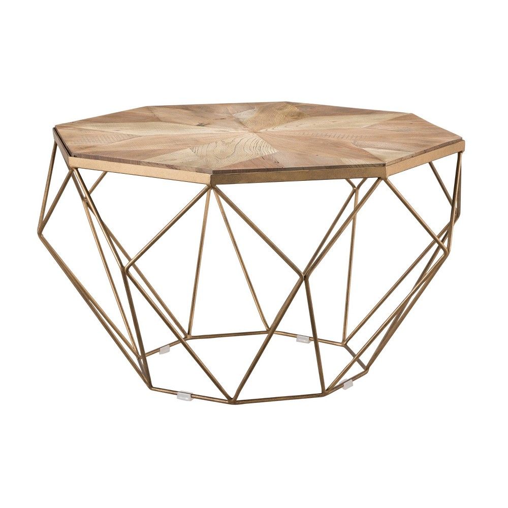 Steinham Reclaimed Wood Octagonal Cocktail Table Brown/Gold - Aiden Lane | Target