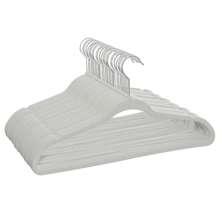 Better Homes & Gardens Velvet Adult Clothing Hangers, 30 Pack, Silver, Non-Slip, Space Saving | Walmart (US)