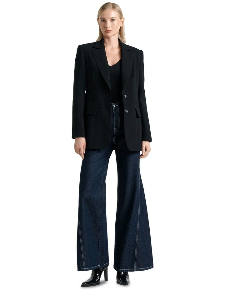 CueButton Through Back Blazer in Black | Myer