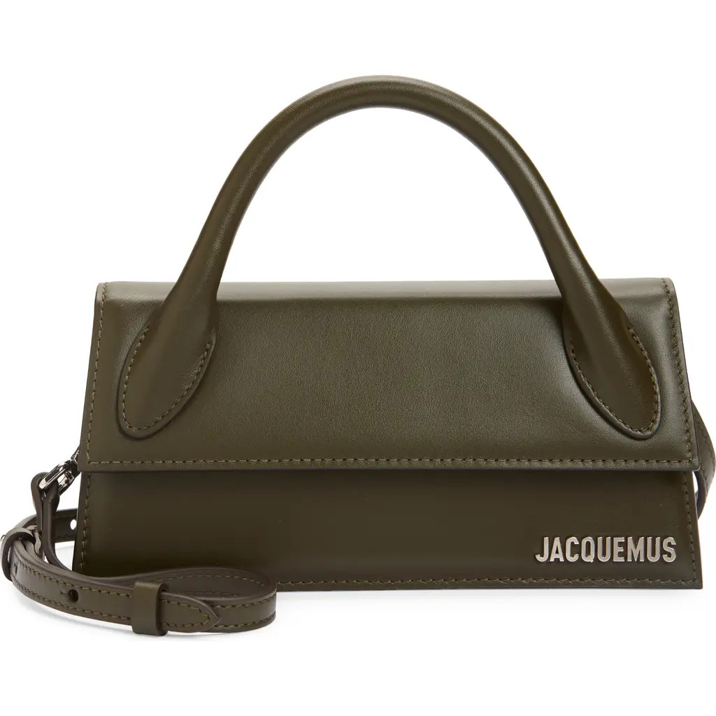 Jacquemus Le Chiquito Long Leather Top Handle Bag in Dark Khaki 580 at Nordstrom | Nordstrom