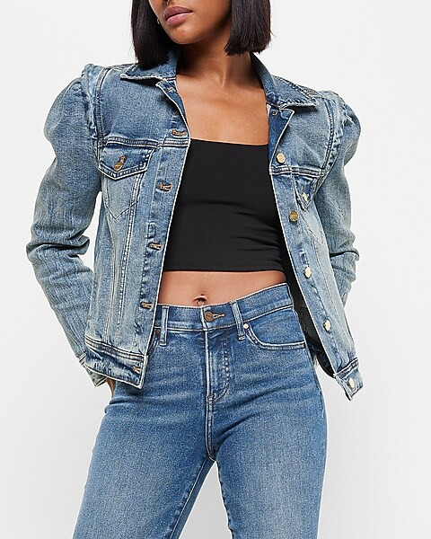 Puff Sleeve Denim Jacket | Express