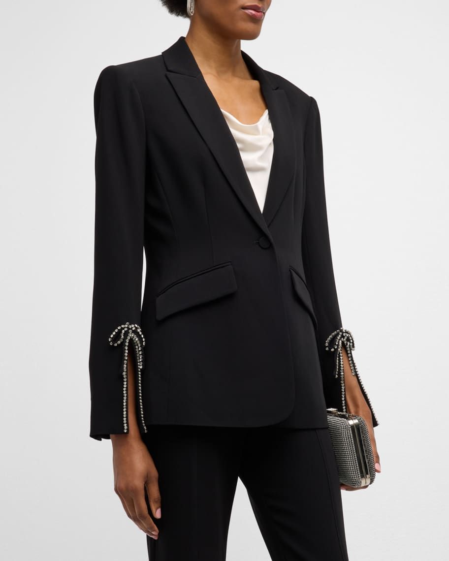 Cinq a Sept Cheyenne Rhinestone Bow Crepe Blazer | Neiman Marcus