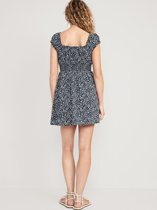 Waist-Defined Floral Mini Dress for Women | Old Navy (US)