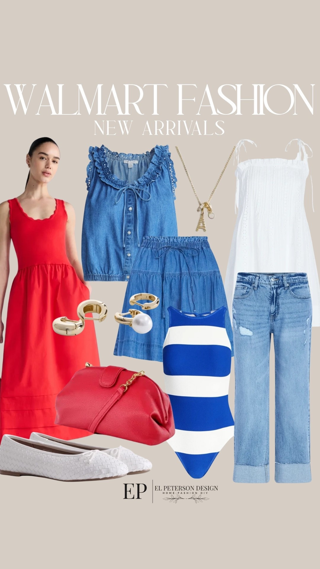 Walmart
New arrivals
Dress
Jeans
Top
Skirt
Purse
Earrings
Bathing suits 
Necklace 
Slides