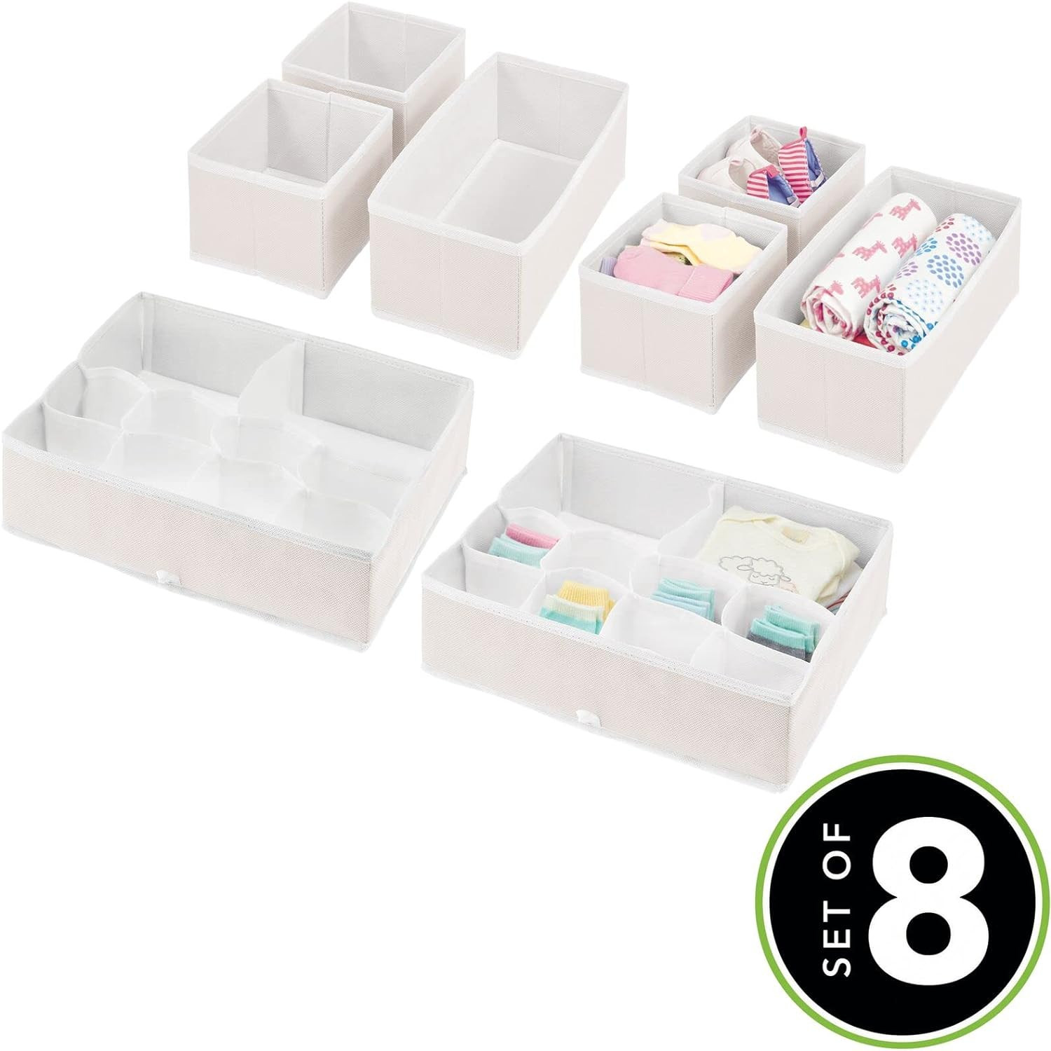 mDesign Fabric Drawer Organizer Bins, Kids/Baby Nursery Dresser, Closet, Shelf, Playroom Organiza... | Amazon (US)