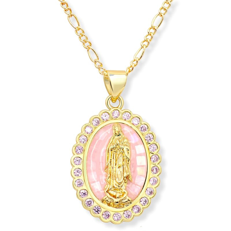18K Gold Plated Virgin Mary Necklace - Mother Mary Necklace - Virgin Mary Pendant - Catholic Neck... | Amazon (US)