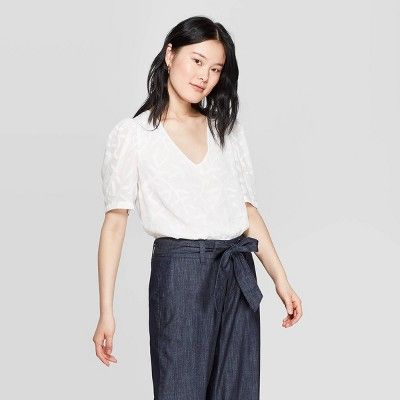 Women's Regular Fit Short Sleeve V-Neck T-Shirt - A New Day™ Fresh White | Target