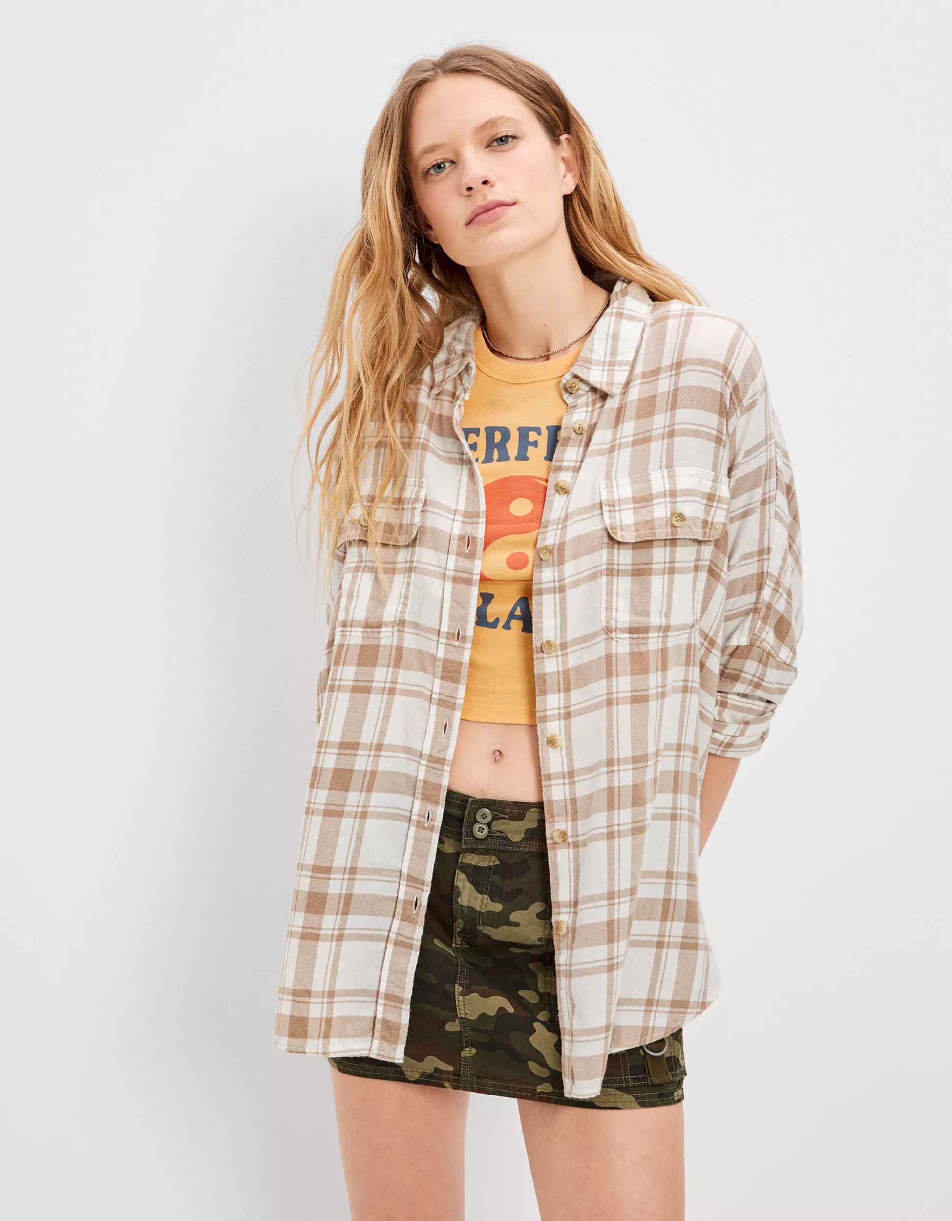 AE Go Big Beach Flannel Shirt | American Eagle Outfitters (US & CA)