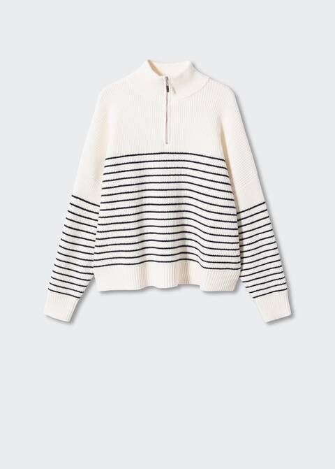 Striped sweater with zipper -  Women | Mango USA | MANGO (US)