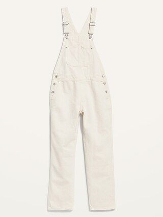 Slouchy Straight Ecru-Wash Workwear Jean Overalls for Women | Old Navy (US)