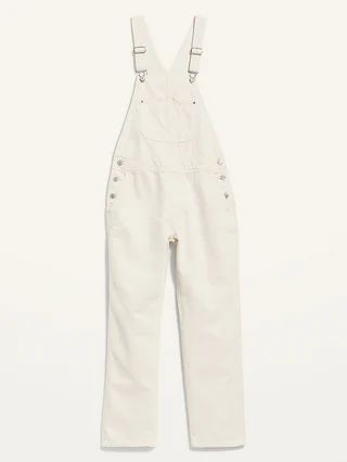 Slouchy Straight Ecru-Wash Workwear Jean Overalls for Women | Old Navy (US)