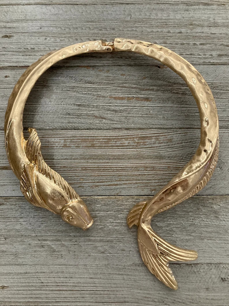 Spectacular Vintage 1990's?new Old Stock Massive Koi Fish Modern Gold Collar Necklace - Etsy Cana... | Etsy (US)