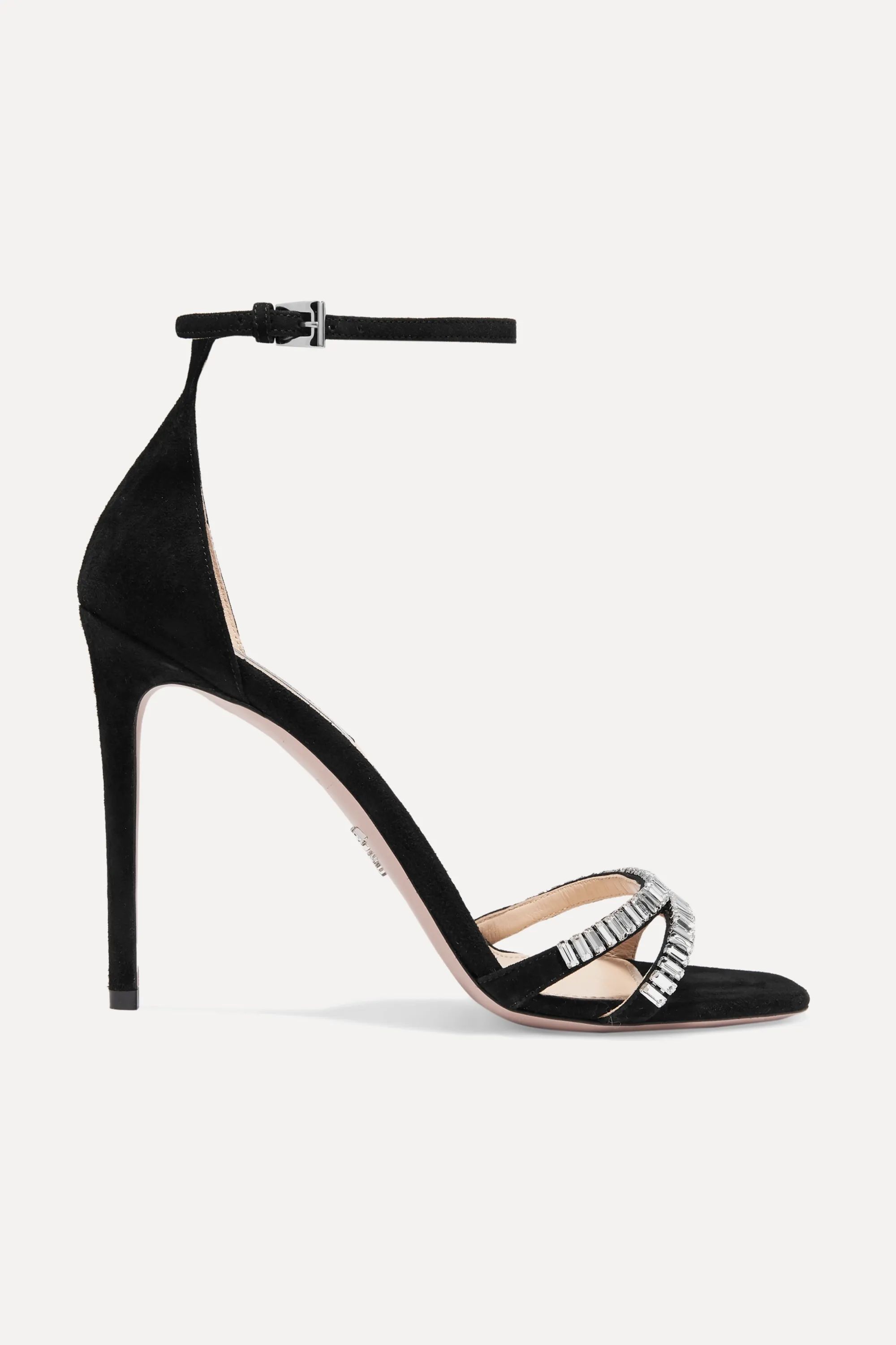 Black 105 crystal-embellished suede sandals | Prada | NET-A-PORTER | NET-A-PORTER (UK & EU)