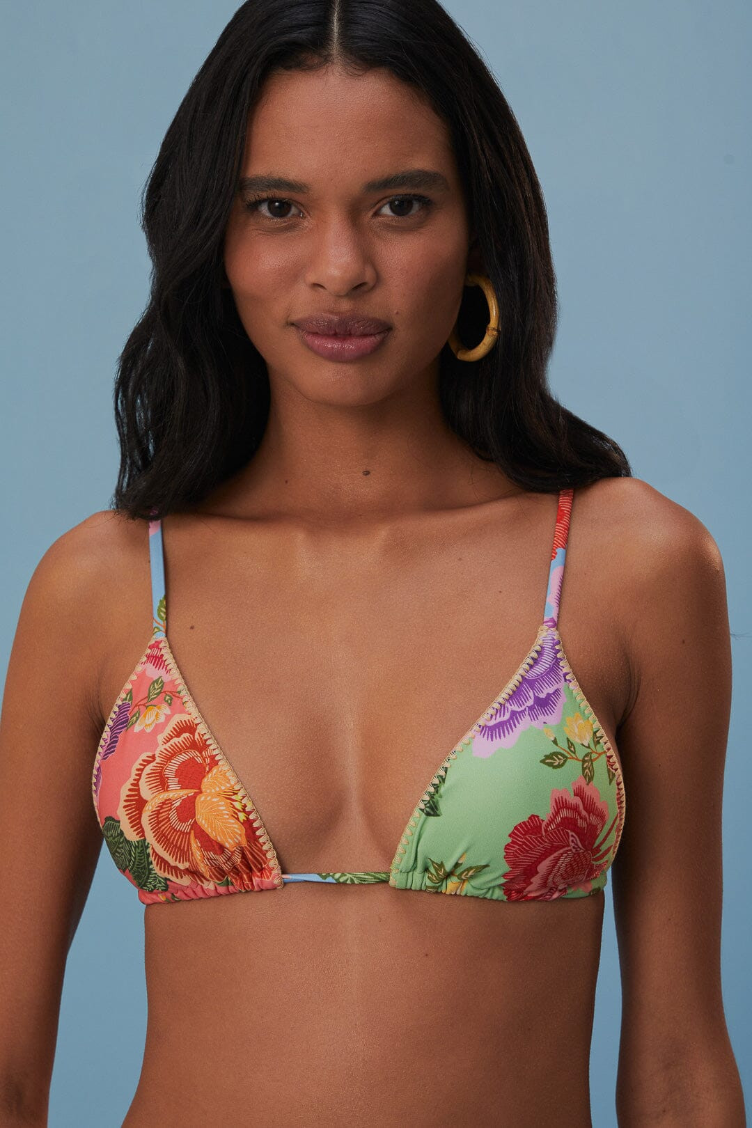 Flower Scarves Side Tie Bikini Top | FarmRio (US)