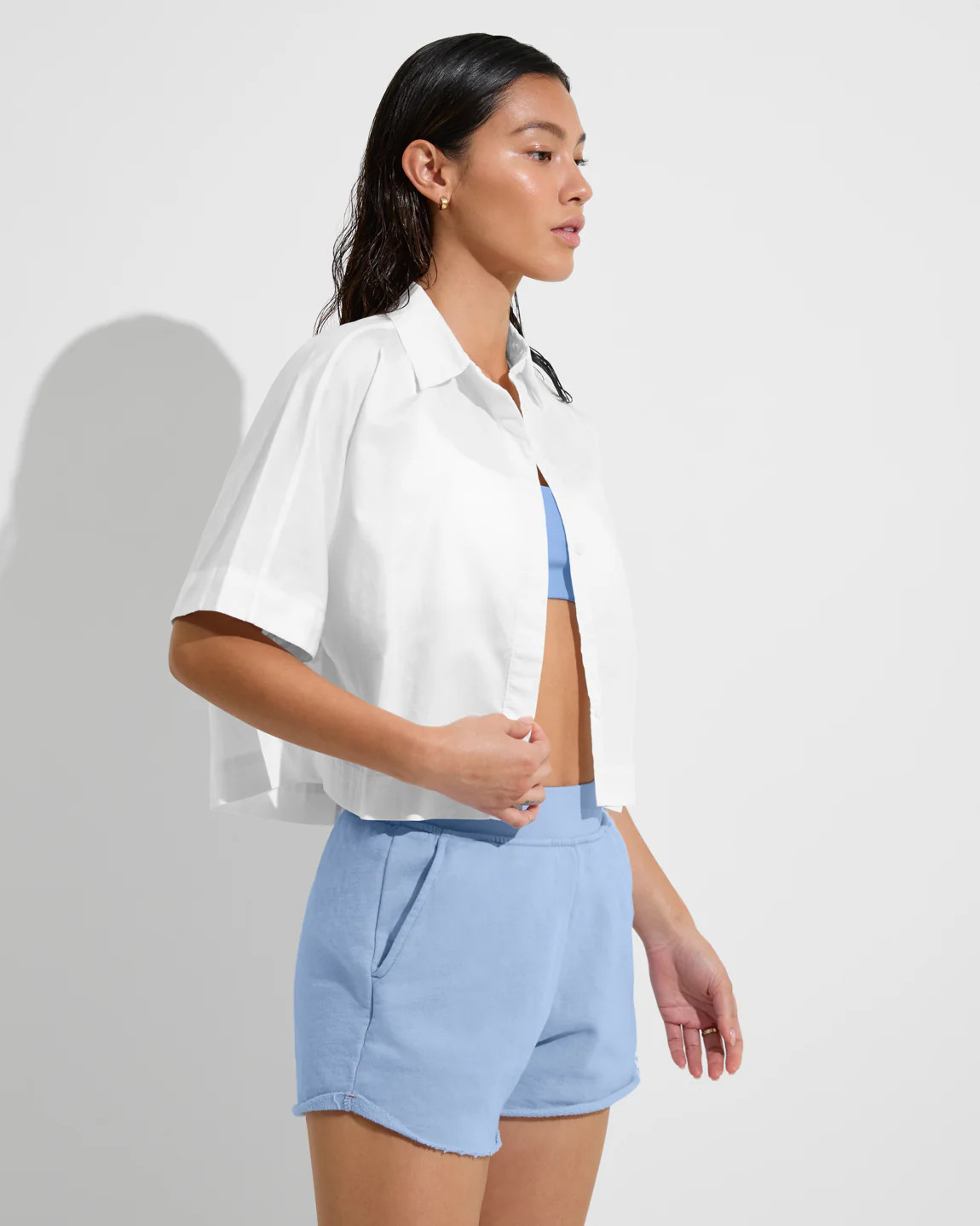 Tour Cropped Shirt - Black Poplin Shirt | Left on Friday
