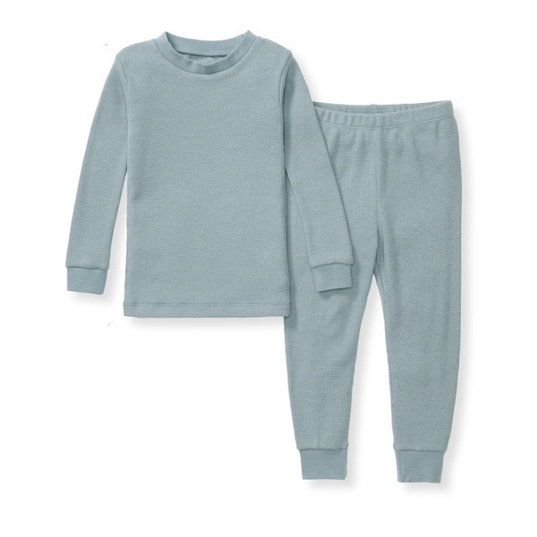 Honeysoft™ Waffle Thermal Pajamas - Muted Blue | Burts Bees Baby