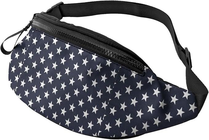 Stars Navy Blue White Fanny Pack for Women or Men, Waist Bag for Festival Workout Traveling Runni... | Amazon (US)