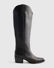 Italian Leather Tall Western Boots in Black | Quince
