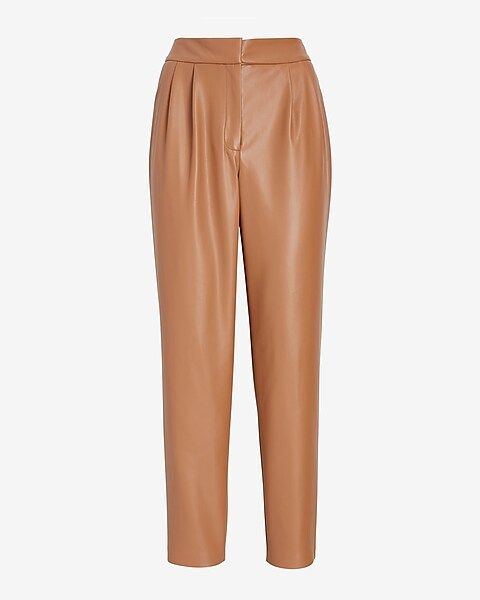 Super High Waisted Faux Leather Pleated Ankle Pant | Express