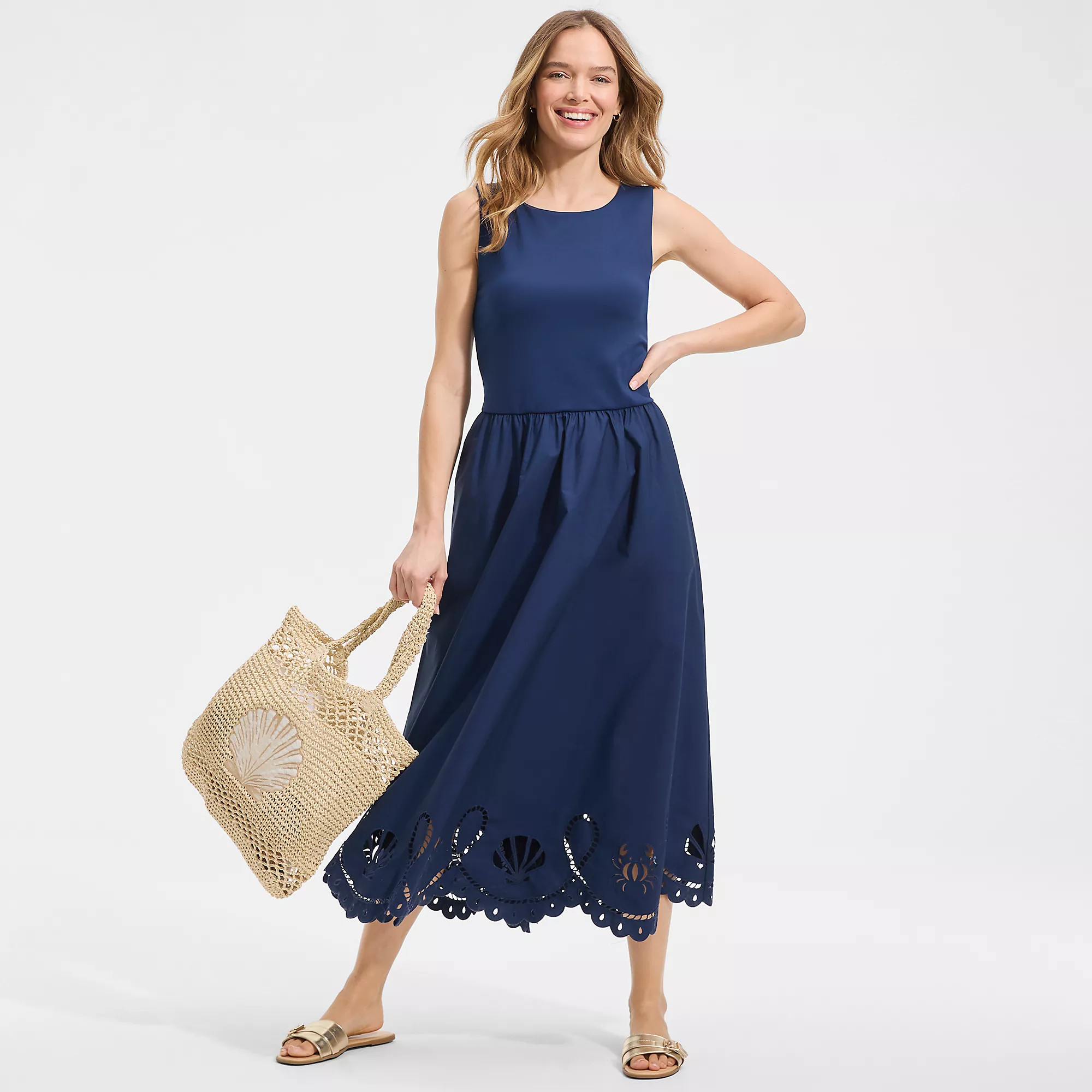 Women's Embroidered Duet Midi Dress | Lands' End (US)