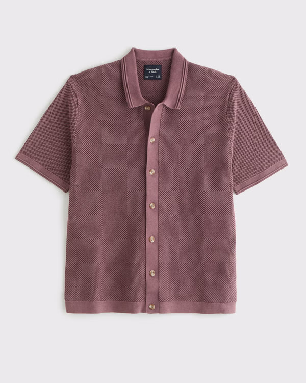 Garment Dye Button-Through Sweater Polo | Abercrombie & Fitch (US)