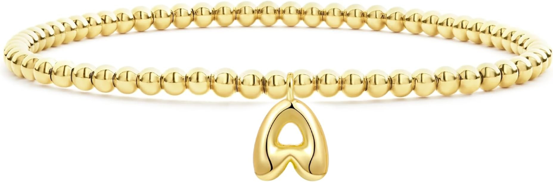 Gold Initial Bracelets For Women Balloon Letter Charm Stretch Beaded Bracelet Womens Gift | Amazon (US)