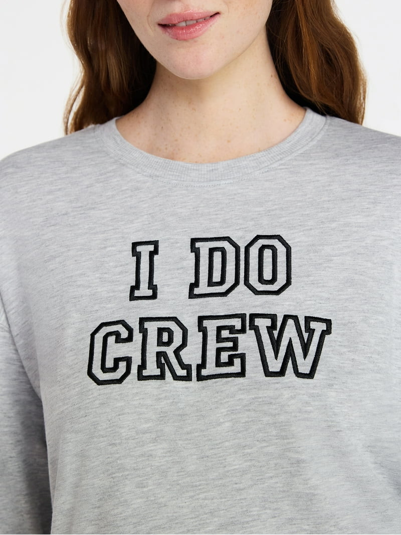 Joyspun Women's Bridal French Terry Knit Long Sleeve Top and Shorts Pajamas Set, Sizes XS-3X | Walmart (US)