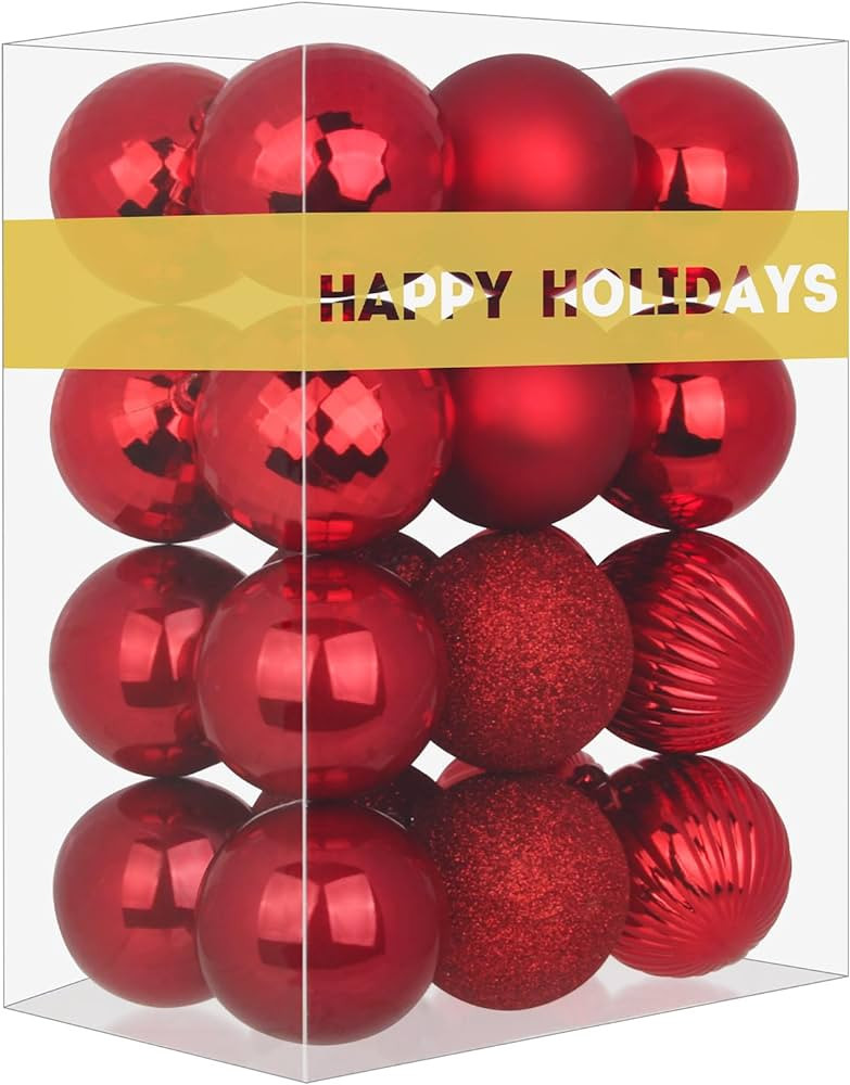 Rose Red 2.5" Christmas Balls Christmas Tree Decoration Ornaments Shatterproof Hanging Balls for ... | Amazon (US)