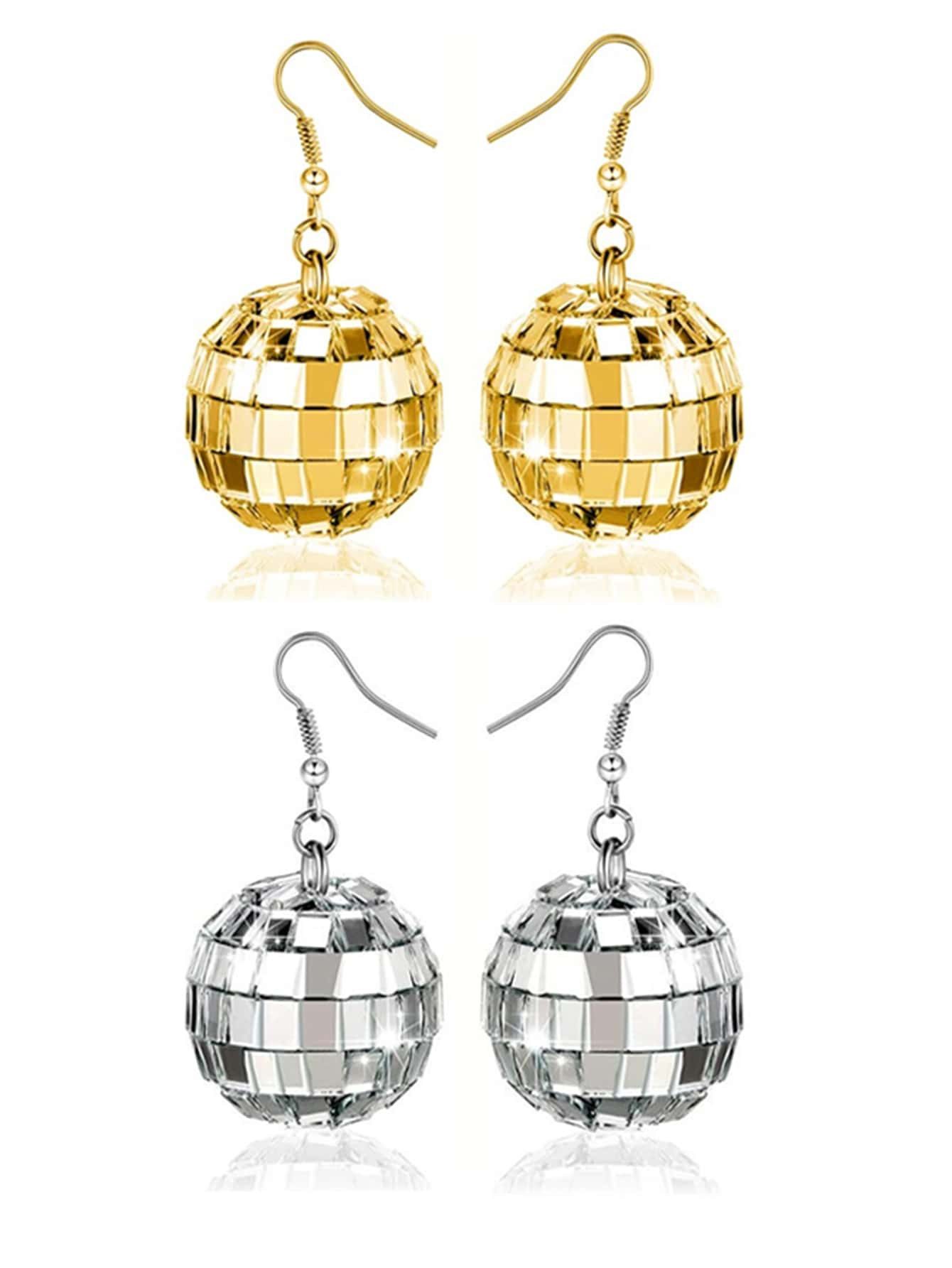 2pairs European And American Fashionable Retro Disco Ball Earrings For Women, Party And Evening J... | SHEIN