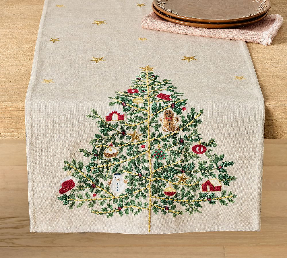 Nostalgic Embroidered Tree Table Runner | Pottery Barn (US)