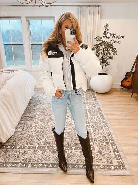 Absolute favorite everyday warm casual outfit 

The north face mother denim tall
Boots dupe Abercrombie 

Mother denim and my goto denim that flatter anyone

#LTKsalealert #LTKSeasonal #LTKstyletip