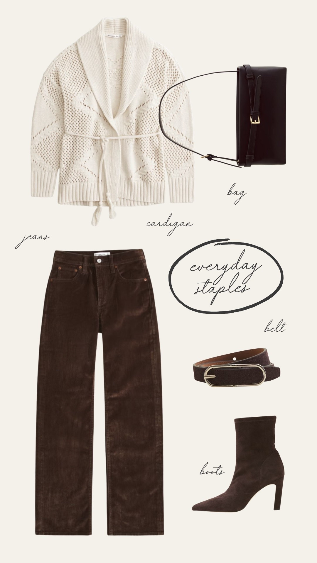 everyday staples

bag
cardigan
jeans
belt
boots

#LTKdayinmylife #LTKHoliday #LTKGiftGuide