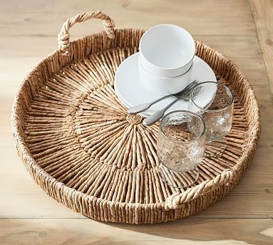 Malibu Handwoven Seagrass Oversized 20&quot; Serving Tray | Pottery Barn (US)