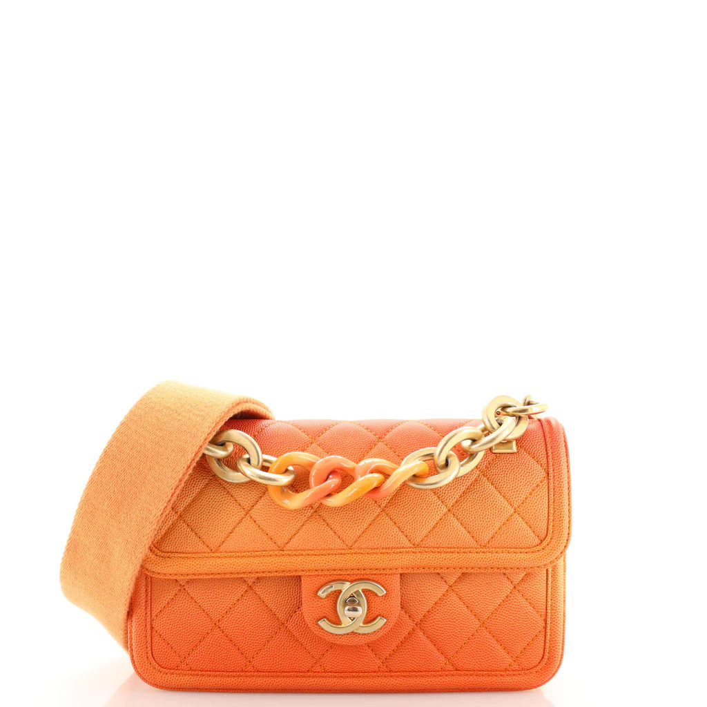 Sunset On The Sea Flap Bag Quilted Caviar Small | Rebag