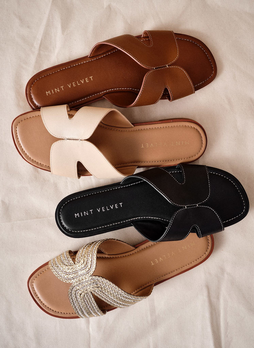 Darcy Gold Metallic Detail Sandals | Mint Velvet