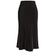 Womens Leopard Print Skirt Midi Long Length Silk Satin High Waist Elastic Skirts | Amazon (US)