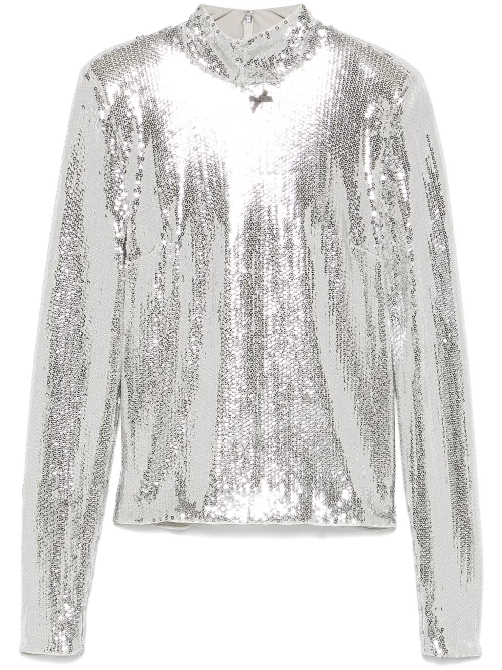 ROTATE BIRGER CHRISTENSEN high-collar Sequinned Top  | Silver | FARFETCH | Farfetch Global