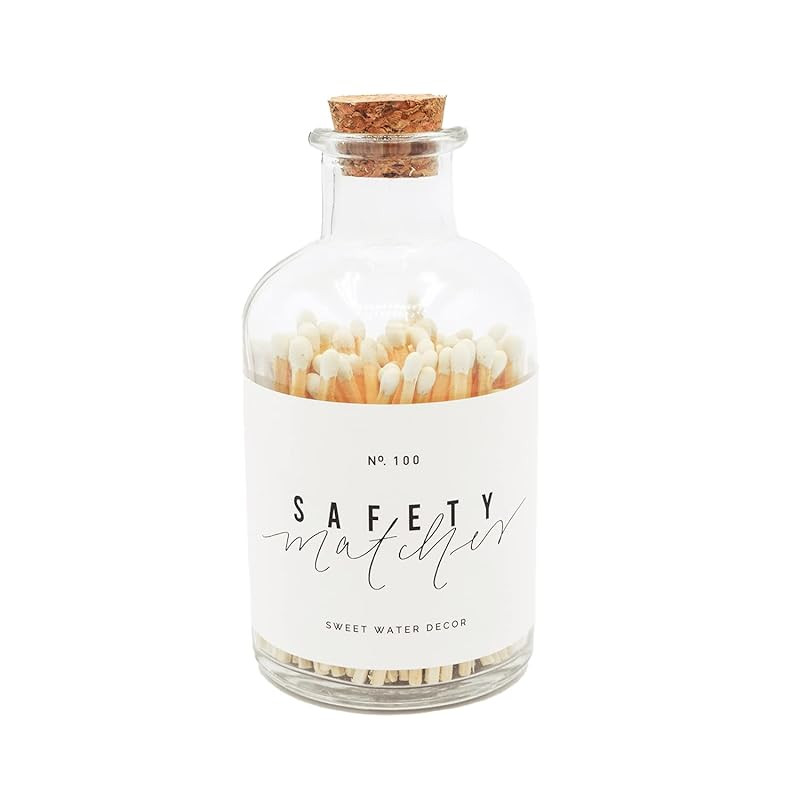 Sweet Water Decor 3" Safety Matches in Medium Apothecary Bottle | Rustic Jar of Approx. 100 Decor... | Amazon (US)
