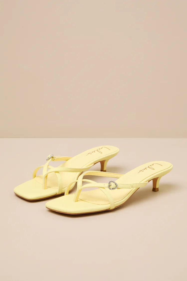 Noreen Celestial Yellow Thong Kitten Heel Sandals | Lulus