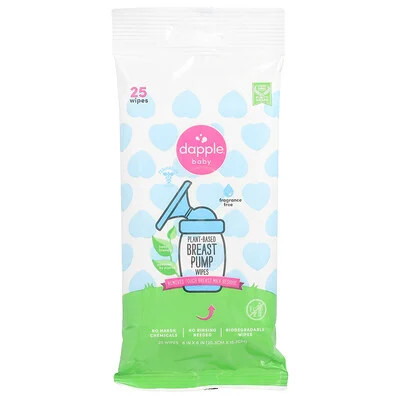 Dapple Baby, Plant-Based Breast Pump Wipes, Fragrance Free, 25 Wipes | iHerb