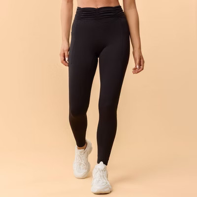Blogilates Women's Ruched Waist Leggings - Black M | Target