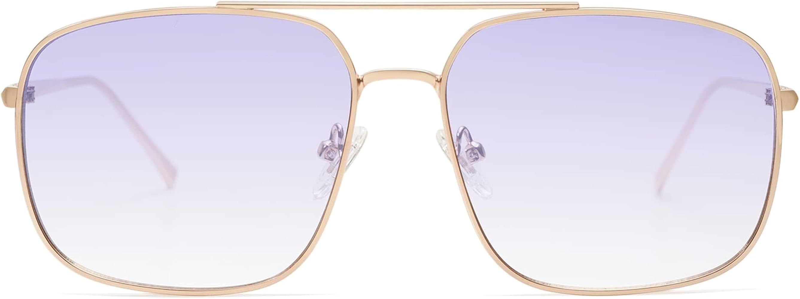 SOJOS Trendy Square Aviator Sunglasses for Women Men, Gold Frame Light Tint Gradient Shades SJ117... | Amazon (US)