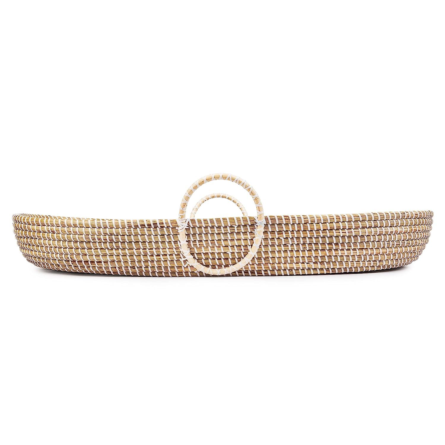 Handmade Baby Changing Basket with Pad - Hand Woven Organic Seagrass Moses Basket for Babies - Nu... | Amazon (US)