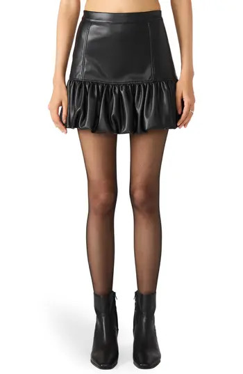 Steve Madden Annika Bubble Hem Faux Leather Miniskirt in Black at Nordstrom Rack, Size 12 | Nordstrom Rack