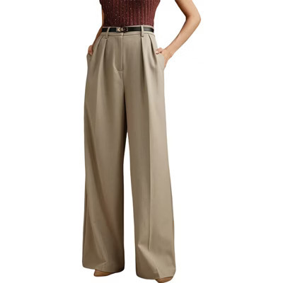 Clearlove Women's High-Waisted Wide-Leg Trousers for Professional Wear - Khaki,XL | Target
