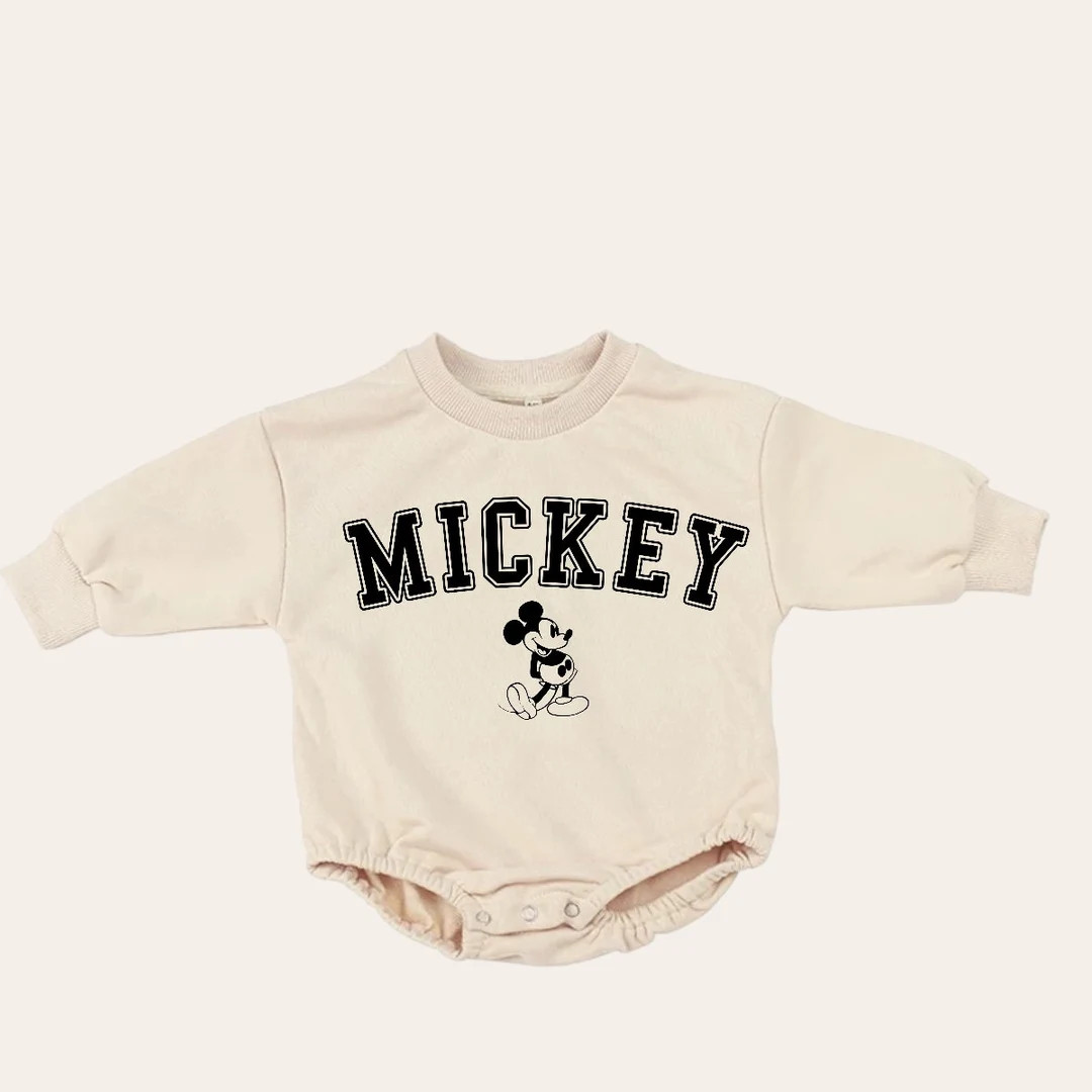 Cartoon Mickey Baby Oversized Sweatshirt Romper / Bubble / - Etsy | Etsy (US)